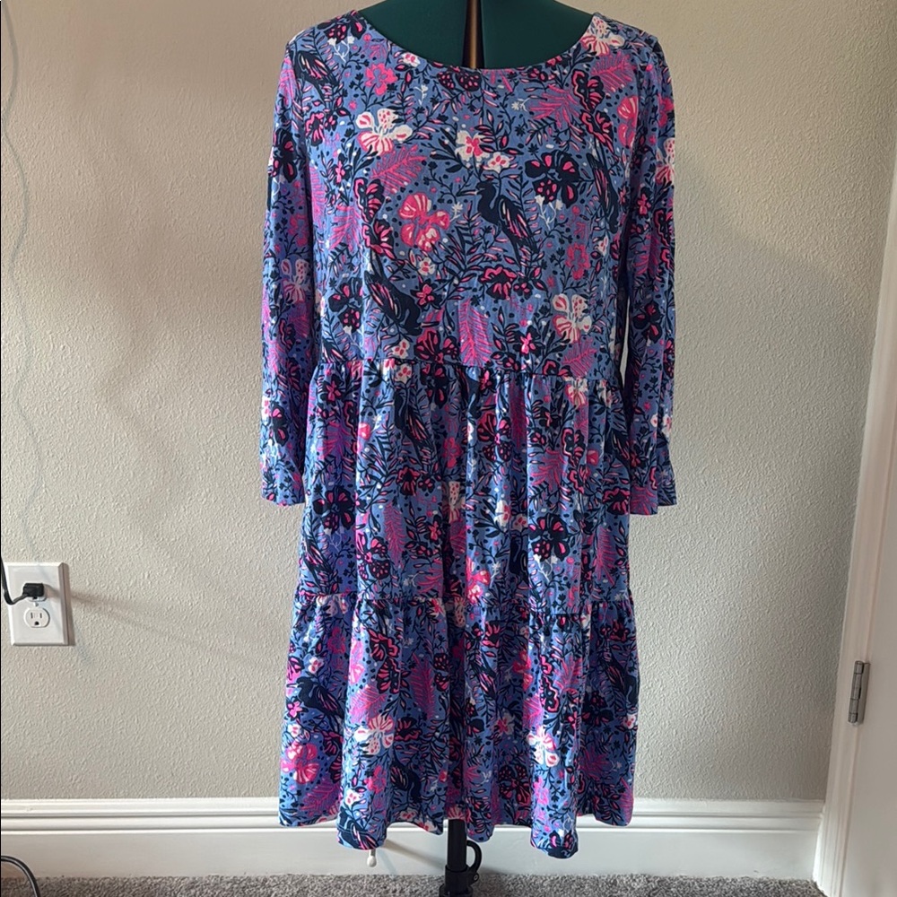 Lilly Pulitzer XL Floral Blue and Pink Dress